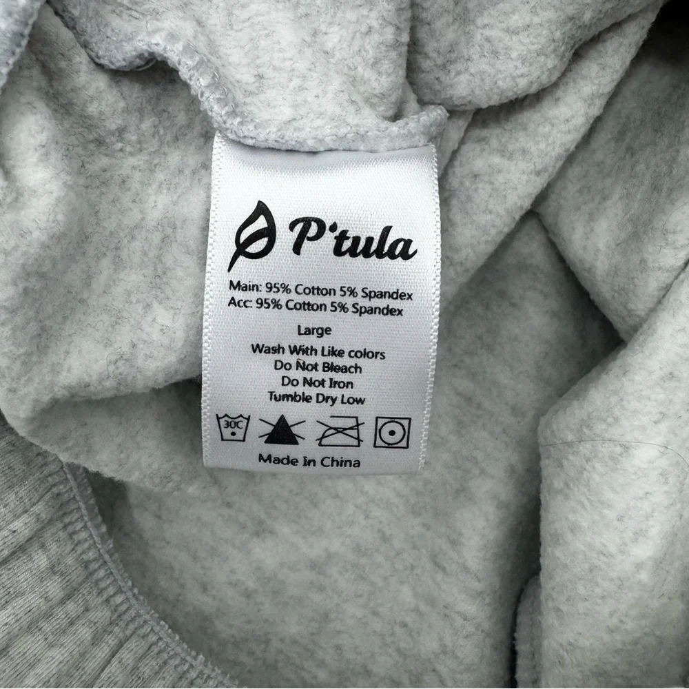 Ptula Mara Scrunch Half-Zip Sweatshirt Light Grey Size Large